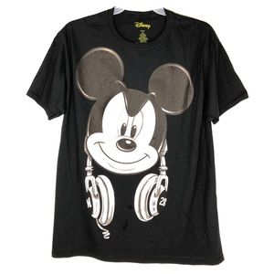 DISNEY MICKEY MOUSE WITH #28 HEADPHONES T-SHIRT(L)